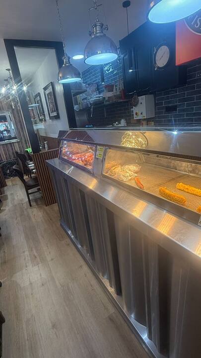 Traditional fish and chips counter