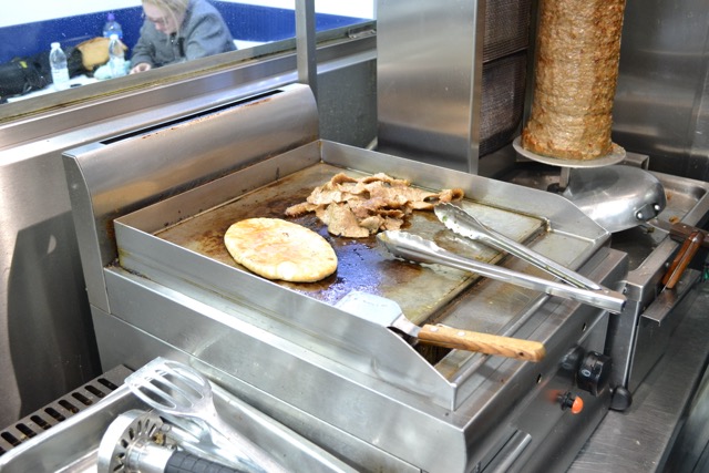 Doner and pitta on the grill